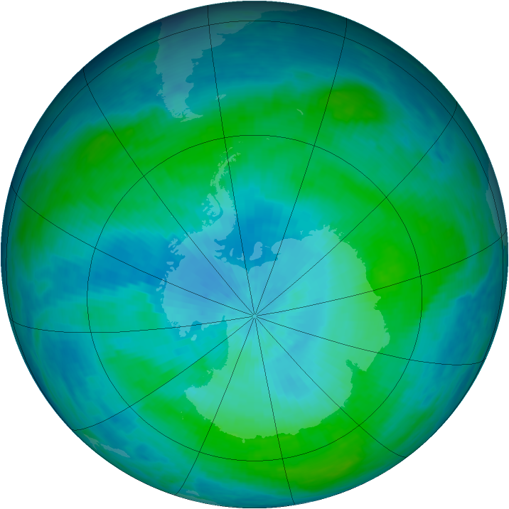 Antarctic ozone map for 16 February 1993
